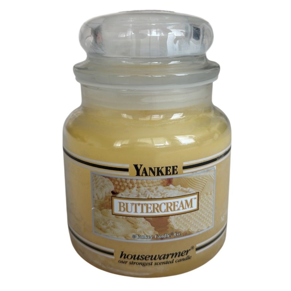Yankee Candle Jar Buttercream Rare Vintage Black Band Cream Off White 14.5 Oz